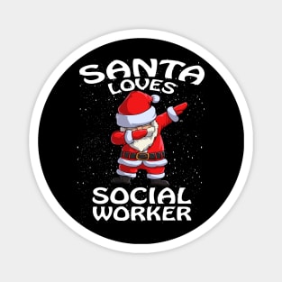 Santa Loves Social Worker Christmas Magnet